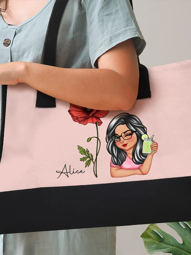 Birth Month Flowers Bloom Where You're Planted Women - Personalized Canvas Tote Bag 3