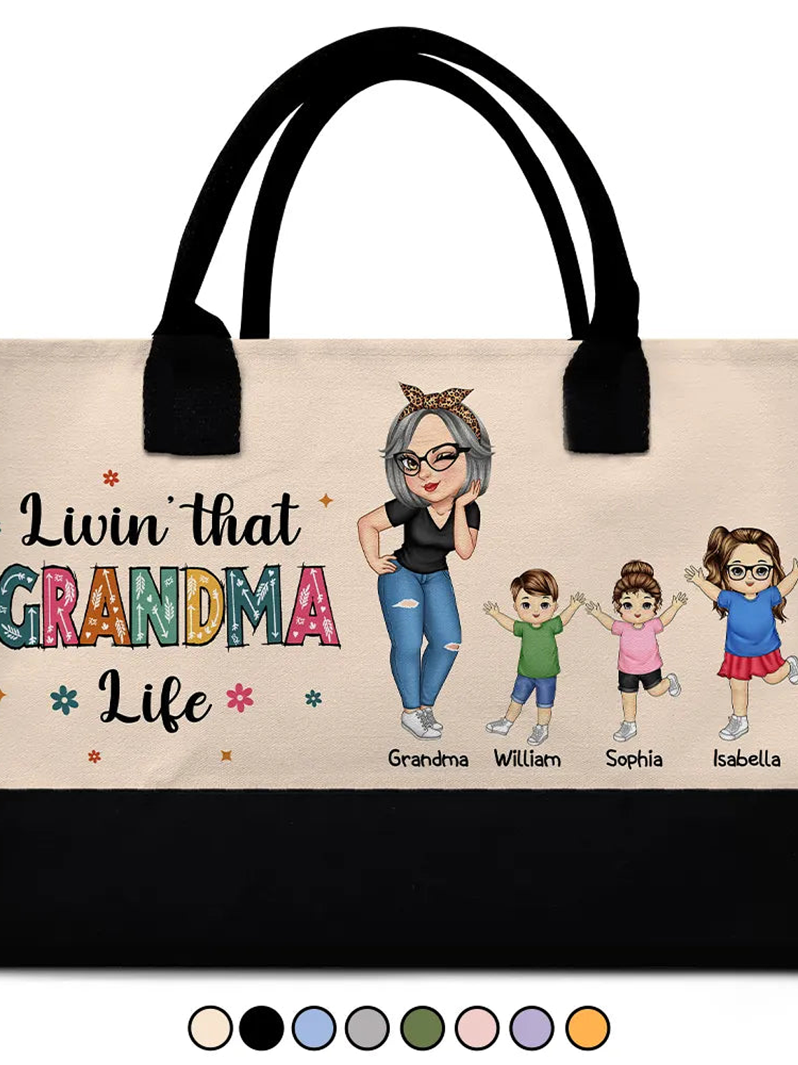Living That Grandma Life - Personalized Canvas Tote Bag 1