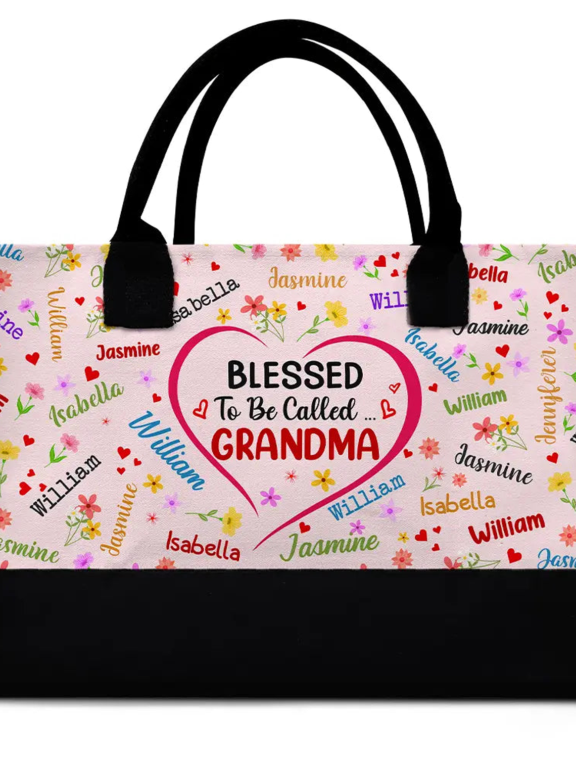Text Pattern Bless To Be Called Grandma Nana Mom - Personalized Canvas Tote Bag 1