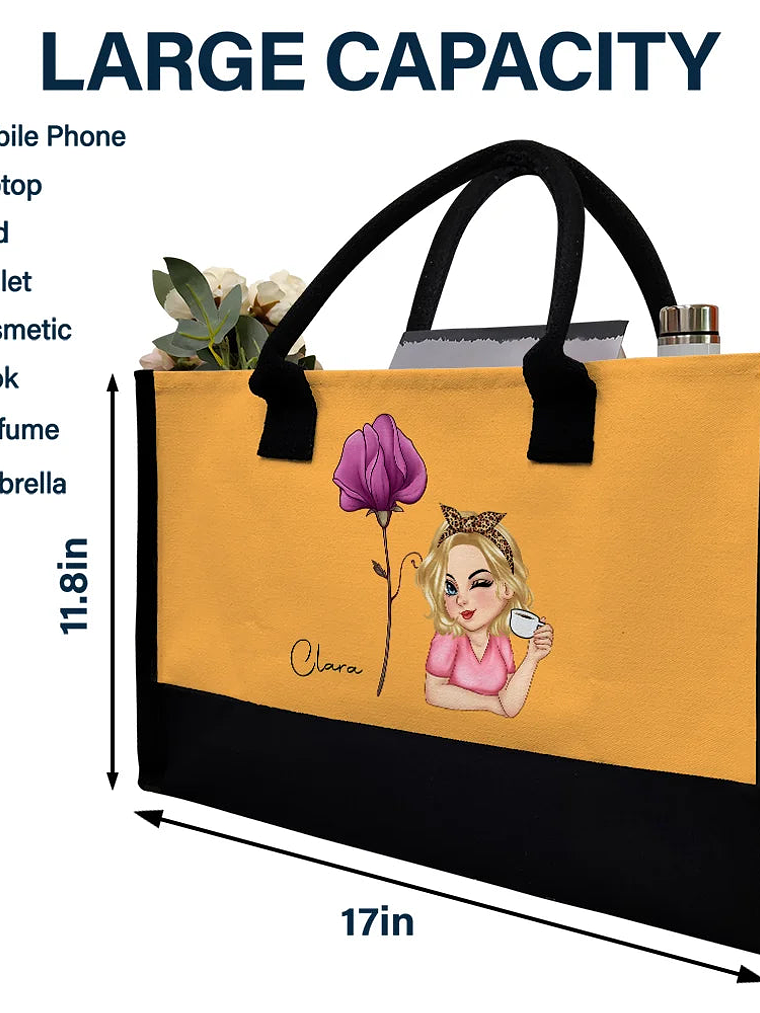 Birth Month Flowers Bloom Where You're Planted Women - Personalized Canvas Tote Bag 4