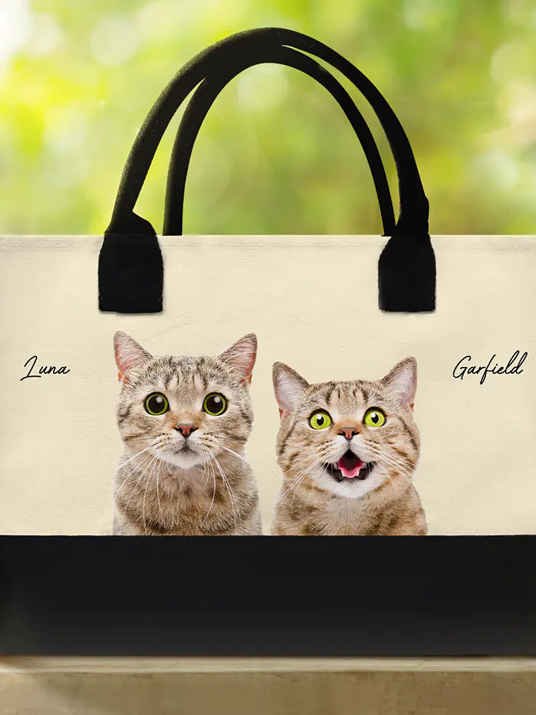 Custom Photo Dog Mom Cat Mom - Personalized Canvas Tote Bag 3