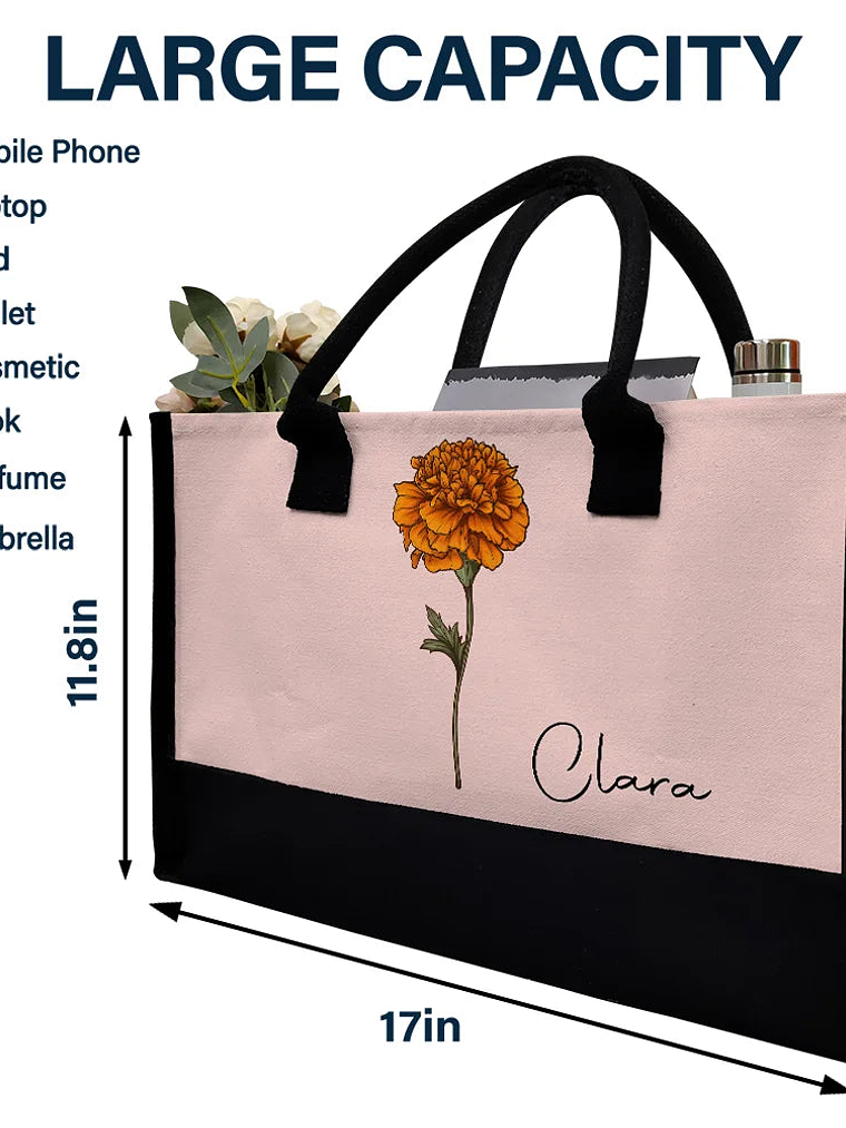 Birth Month Flowers Bloom Where You're Planted - Personalized Canvas Tote Bag 4