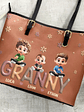 Grandma Grandkid Cartoon - Personalized Leather Tote Bag - Vorschaubild 4