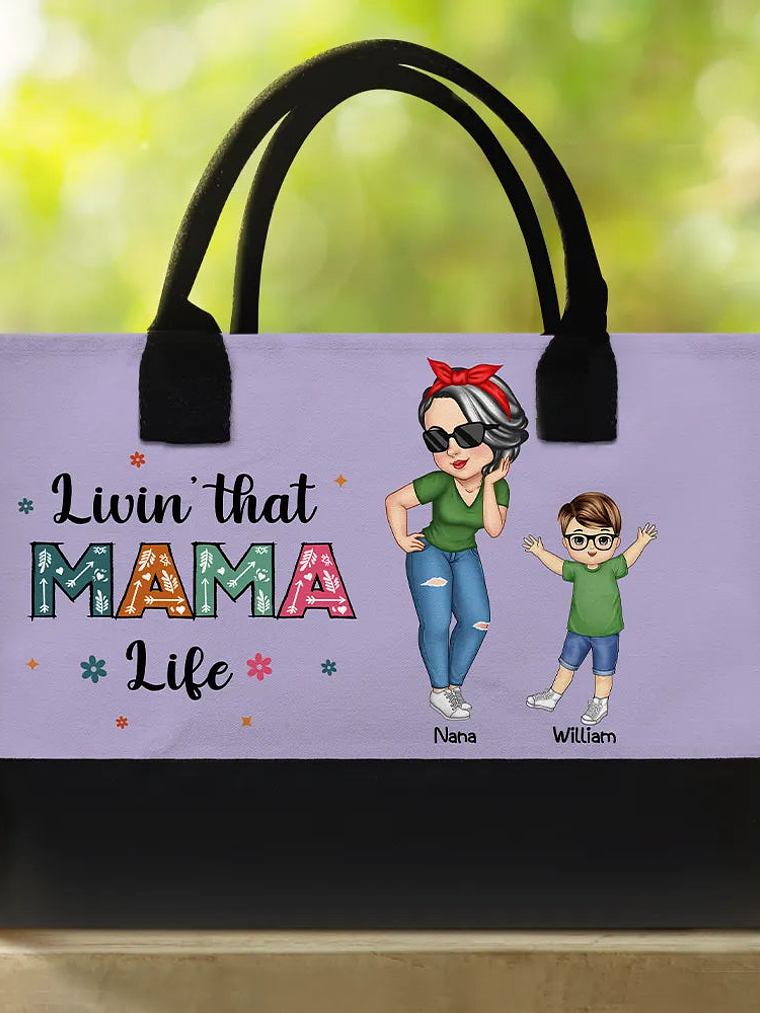 Living That Grandma Life - Personalized Canvas Tote Bag 2