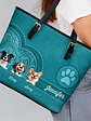 Dog Mom Cute 3D Effect Dog - Personalized Leather Tote Bag - Vorschaubild 3