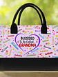 Text Pattern Bless To Be Called Grandma Nana Mom - Personalized Canvas Tote Bag - thumbnail 2