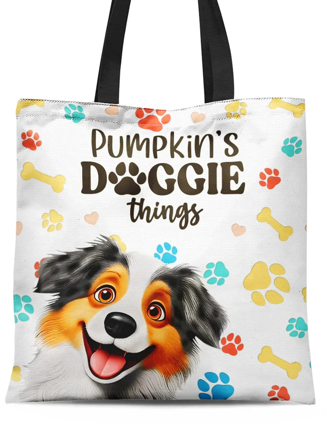 Doggie Things 3D Effect Dogs - Personalized Tote Bag 1