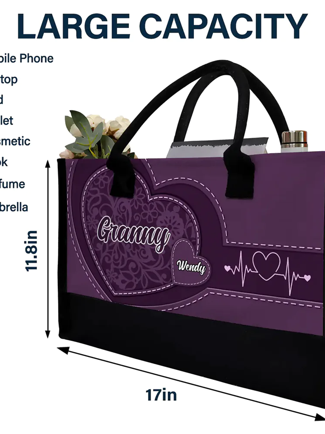 Mom Grandma Little Sweethearts - Personalized Canvas Tote Bag 4