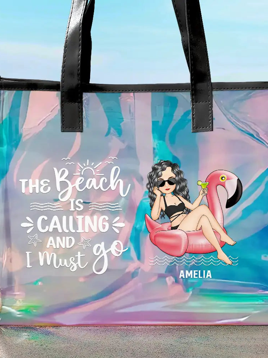 The Beach Is Calling And I Must Go - Personalized Holographic Tote 1