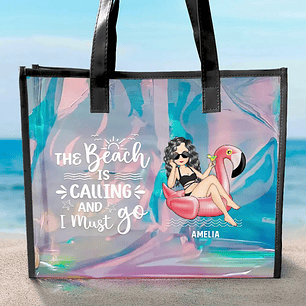 The Beach Is Calling And I Must Go - Personalized Holographic Tote