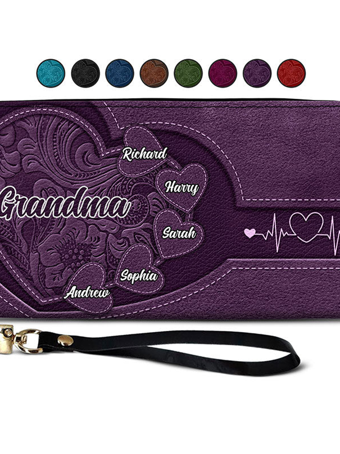 Grandma Mommy's Little Sweethearts - Personalized Combo Leather Wallet And Tote Bag 3