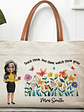 Teacher Teach Them Love Them Watch Them Grow - Personalized Leather Handle Tote Bag - Vorschaubild 1