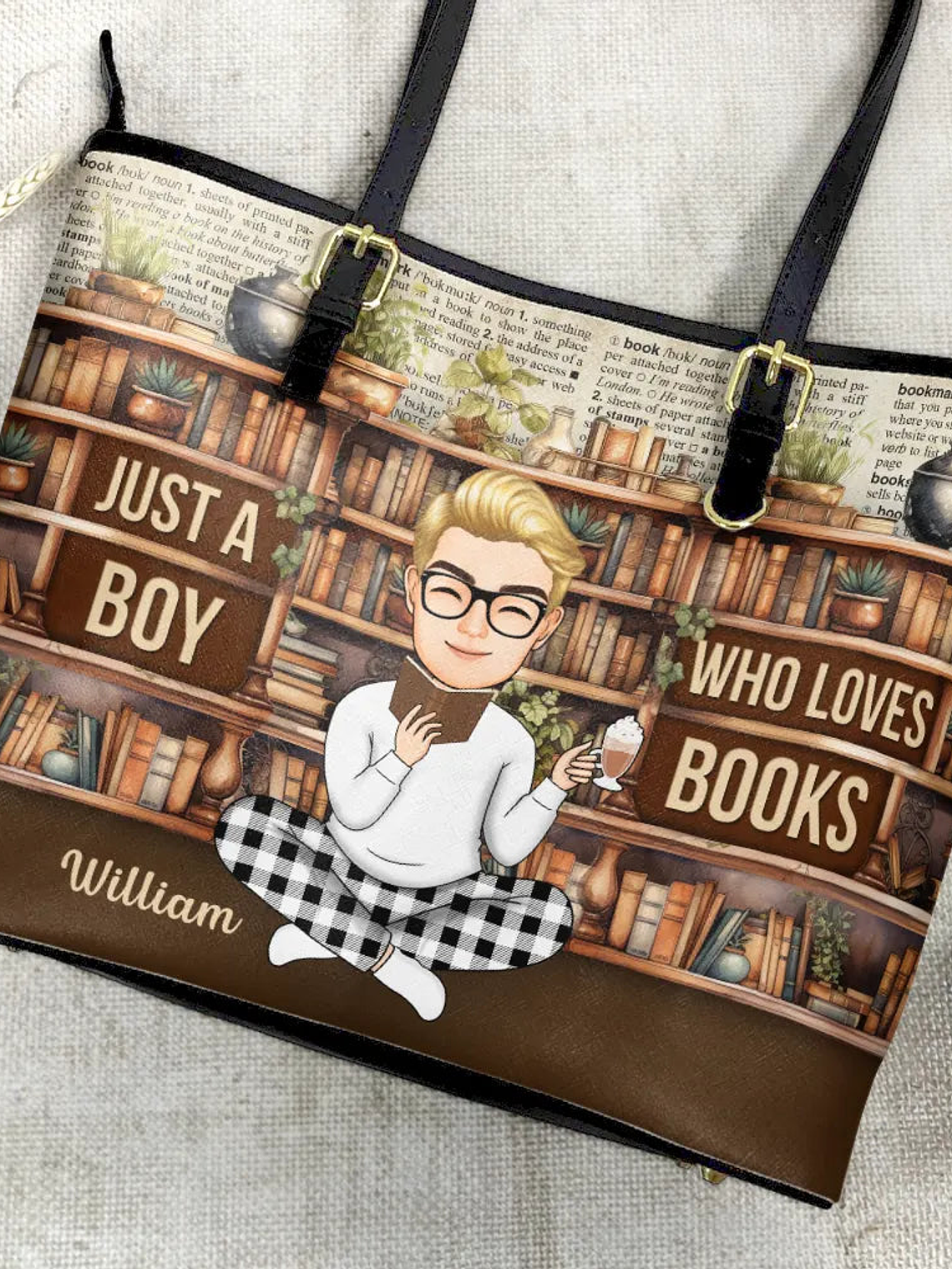 Reading Just A Girl Who Loves Books - Personalized Leather Tote Bag 4