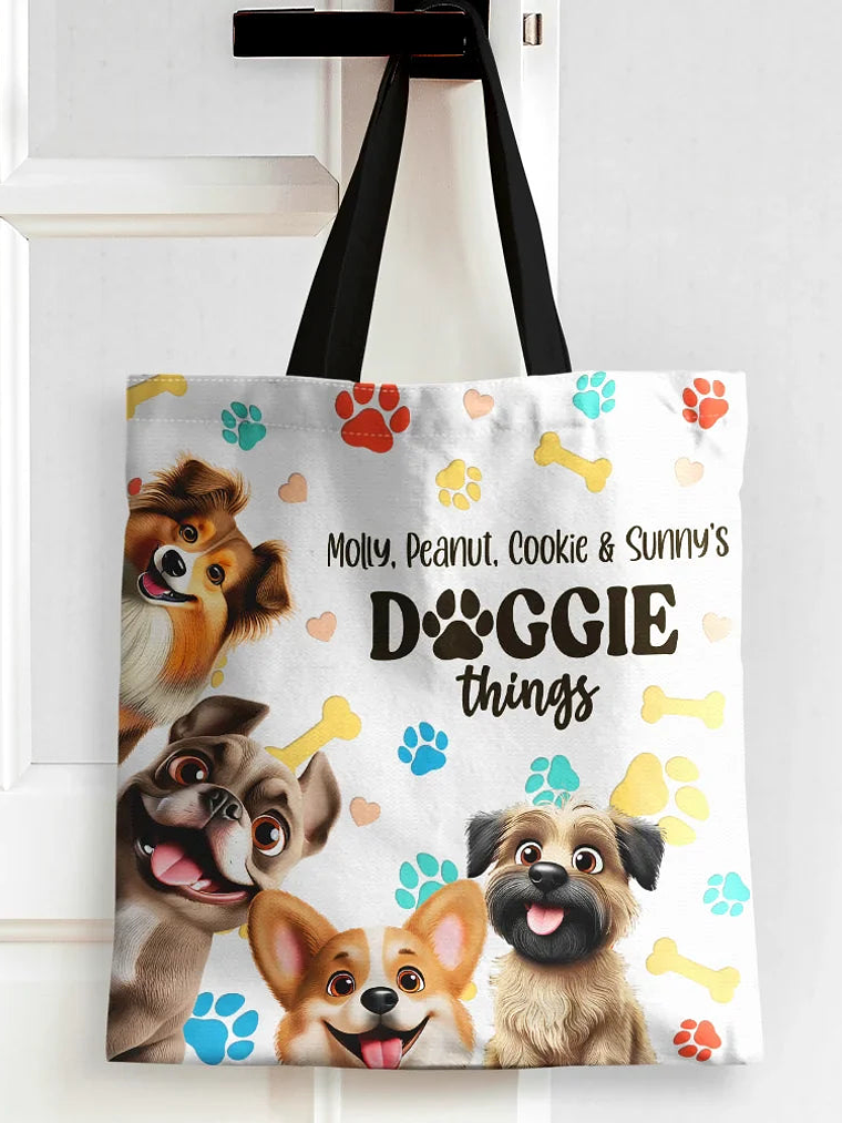 Doggie Things 3D Effect Dogs - Personalized Tote Bag 2