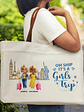 Girls Trip Bestie Traveling Cruising - Personalized Leather Handle Tote Bag - Vorschaubild 2