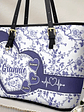 Chinoiserie Toile Grandma Mom - Personalized Leather Tote Bag - Vorschaubild 2
