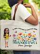 Teacher Teach Them Love Them Watch Them Grow - Personalized Leather Handle Tote Bag - Vorschaubild 2