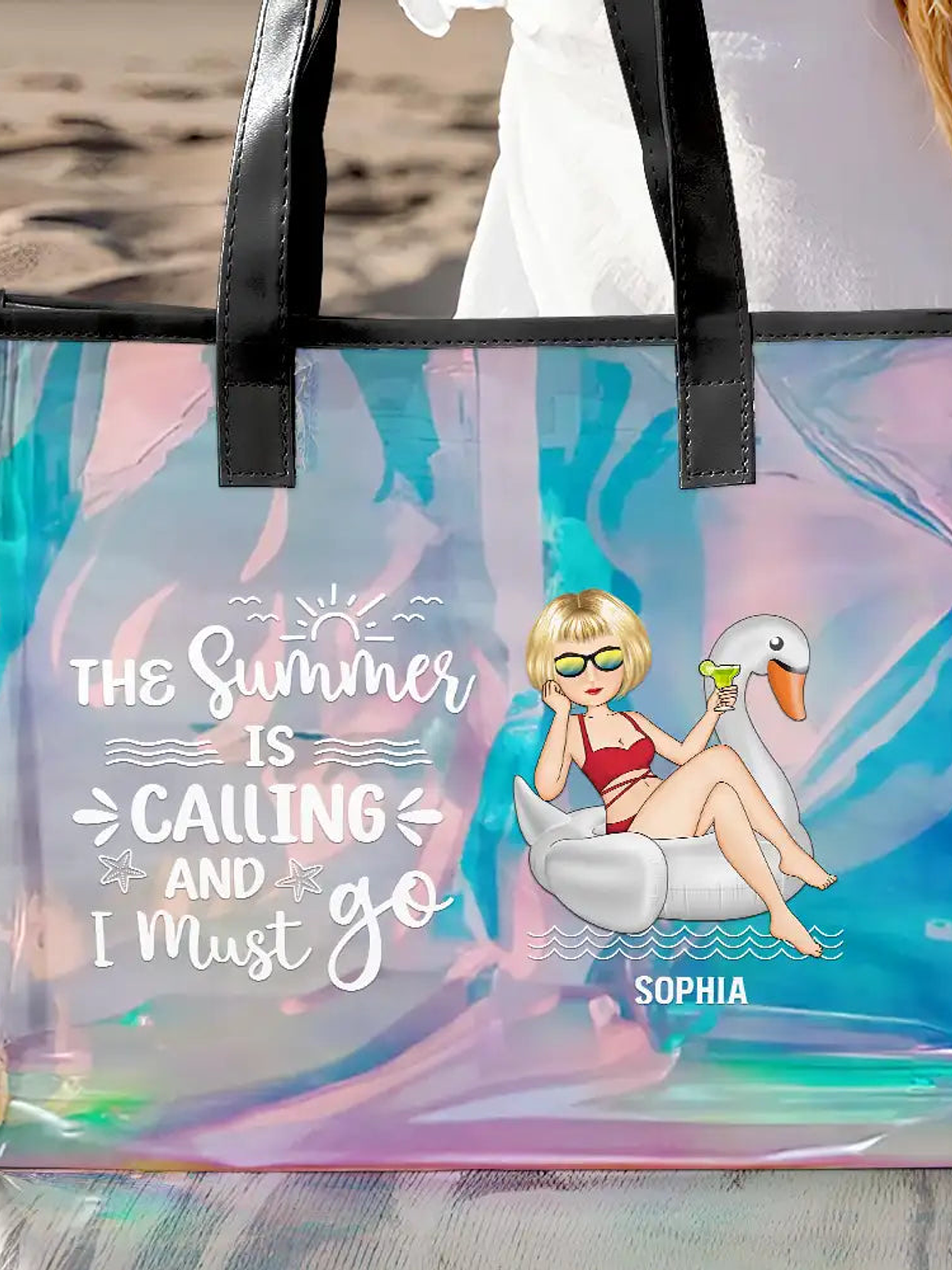 The Beach Is Calling And I Must Go - Personalized Holographic Tote 3