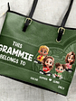 Cartoon Kid This Grandma Belongs To - Personalized Leather Tote Bag - Vorschaubild 4