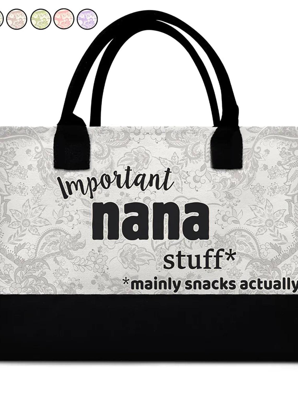 Important Nana Stuff - Personalized Canvas Tote Bag 1
