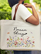 Grandma Things Grandma Getaway Bag Wild Flowers - Personalized Leather Handle Tote Bag - Vorschaubild 2