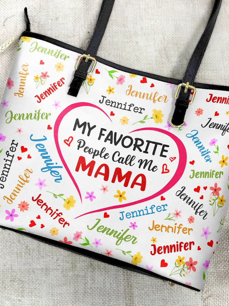 This Grandma Belongs To Blessed To Be Called Grandma - Personalized Leather Tote Bag 4