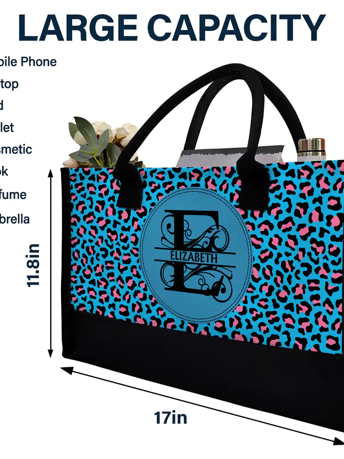 Monogram Name Custom - Personalized Canvas Tote Bag 4