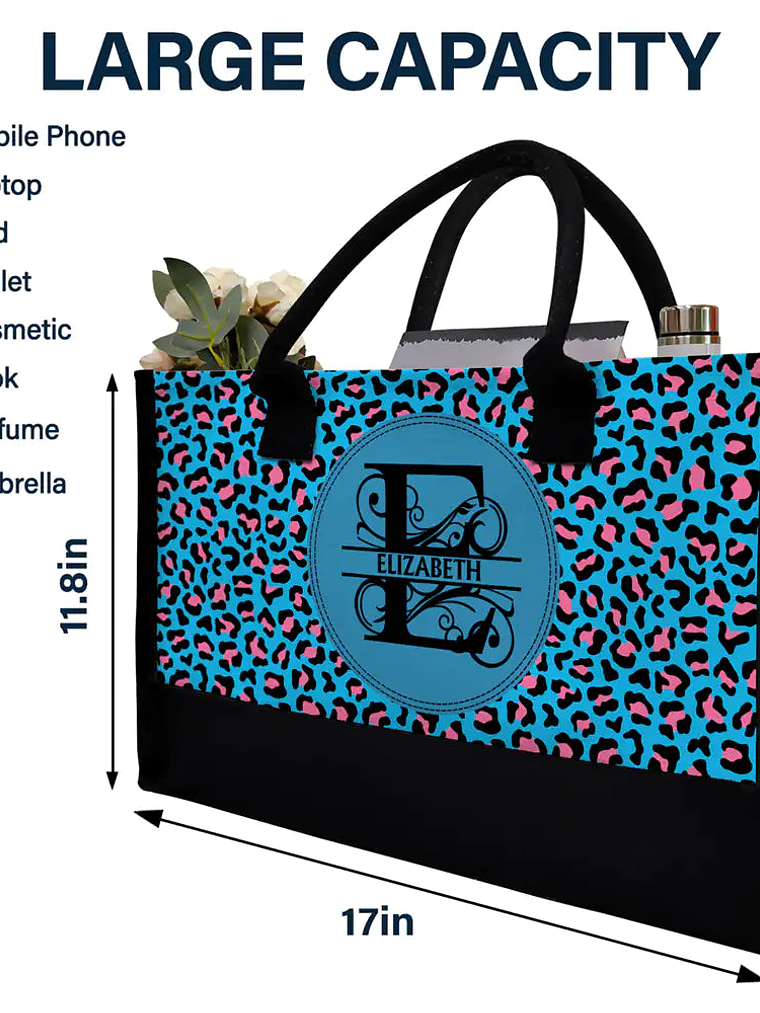 Monogram Name Custom - Personalized Canvas Tote Bag 4