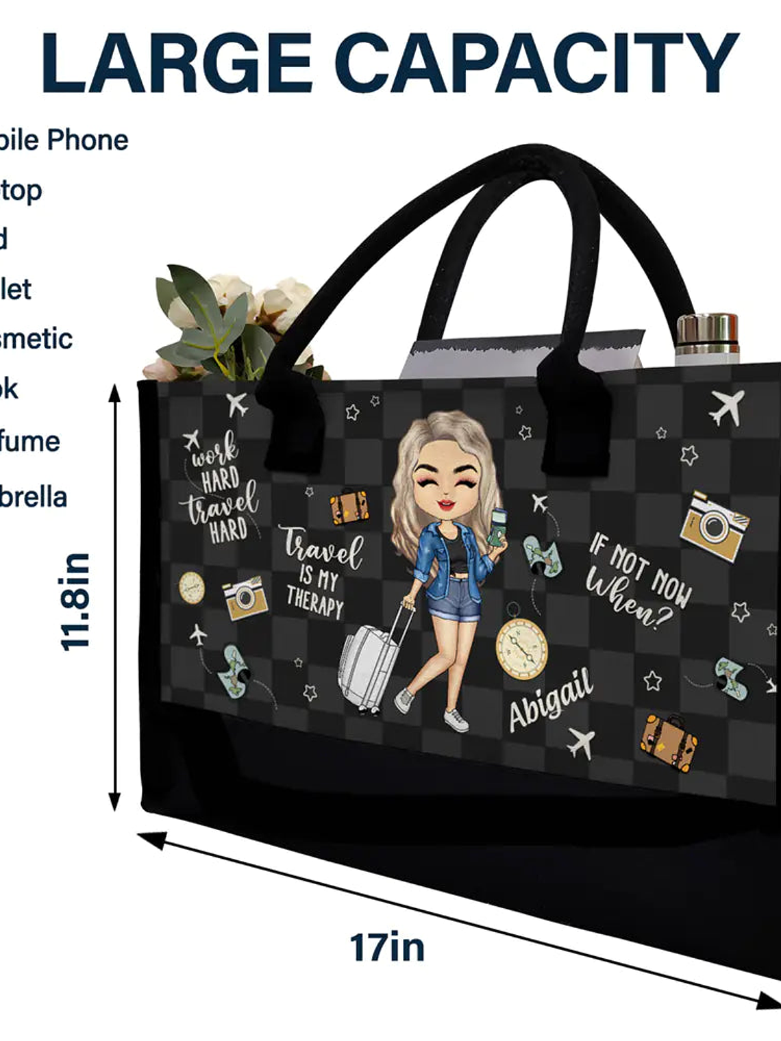 Travel Is My Therapy - Personalized Canvas Tote Bag 4