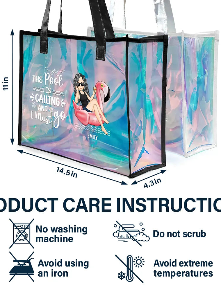 The Beach Is Calling And I Must Go - Personalized Holographic Tote 5