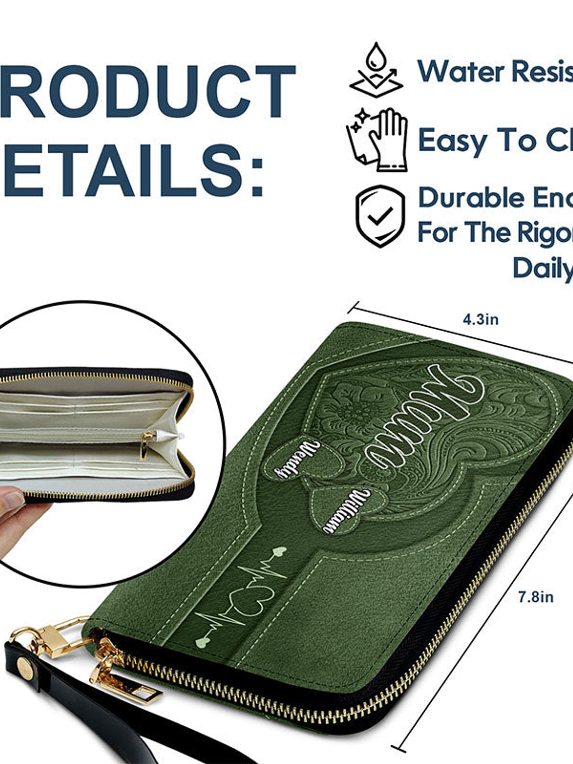 Grandma Mommy's Little Sweethearts - Personalized Combo Leather Wallet And Tote Bag 8