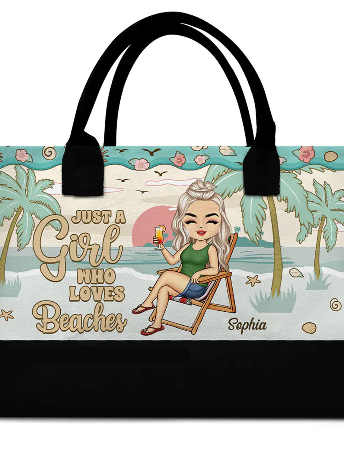 Just A Girl Who Loves Beaches - Personalized Canvas Tote Bag 1