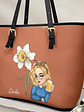 Birth Month Flower Blooming - Personalized Leather Tote Bag - Vorschaubild 2