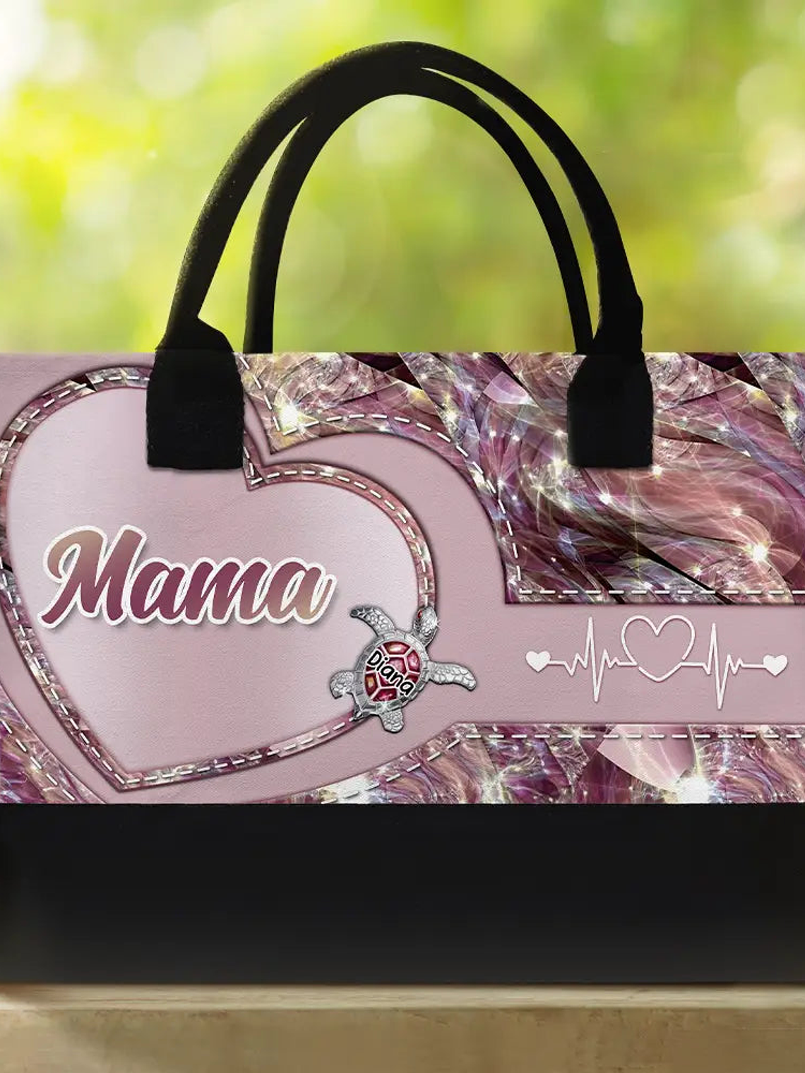 Grandma Mom's Little Turtle - Personalized Canvas Tote Bag 2