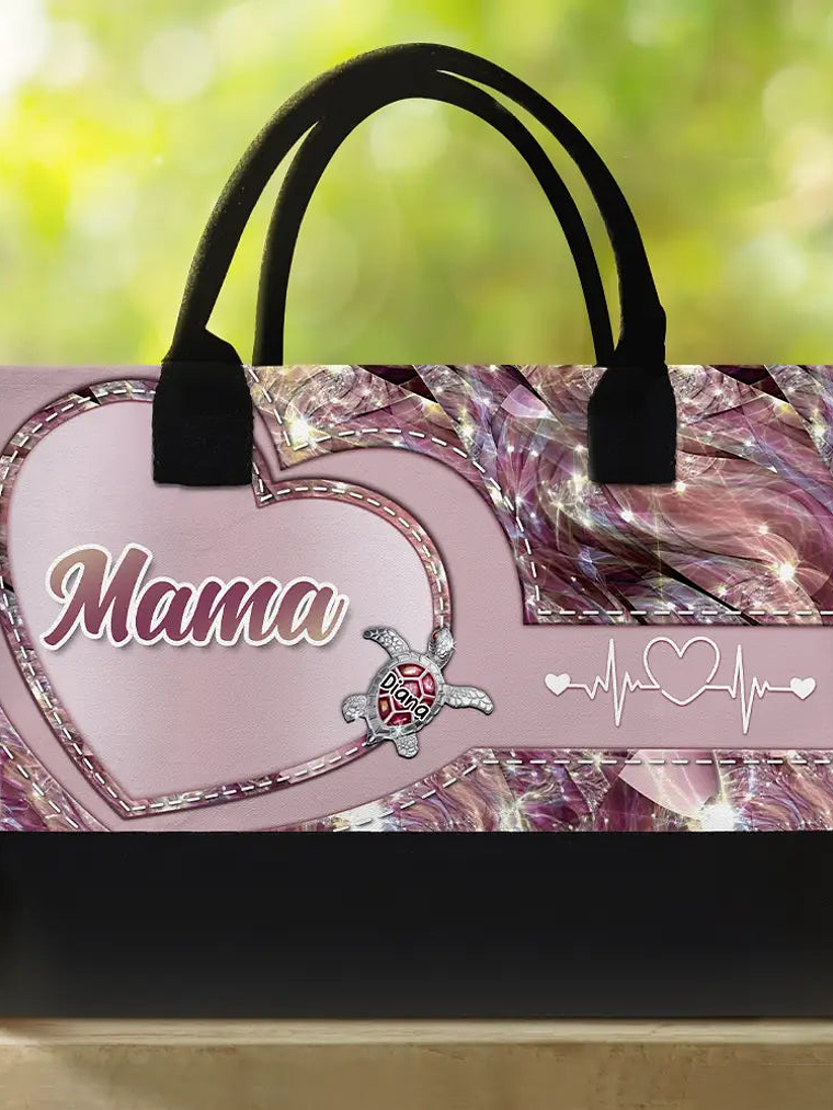 Grandma Mom's Little Turtle - Personalized Canvas Tote Bag 2