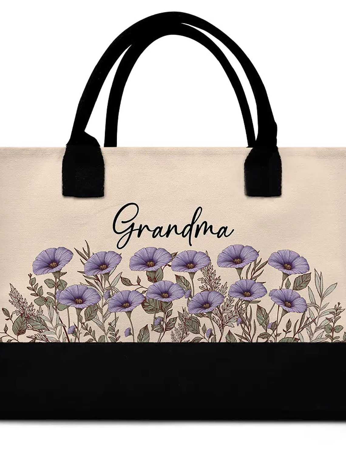 Grandma Mom Nanny Birth Flower - Personalized Canvas Tote Bag 1
