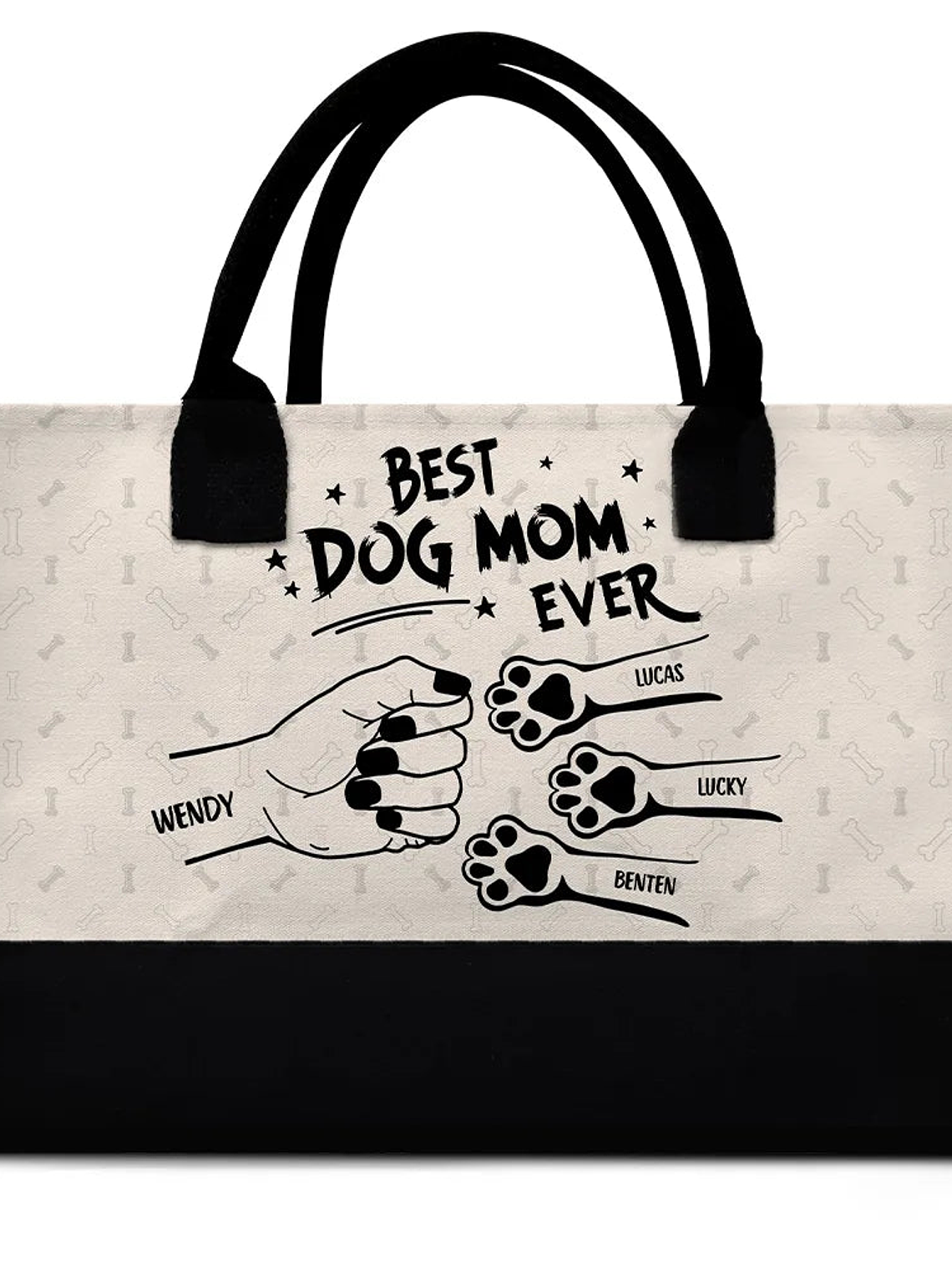 Best Dog Mom Ever Fist Bump - Personalized Canvas Tote Bag 1