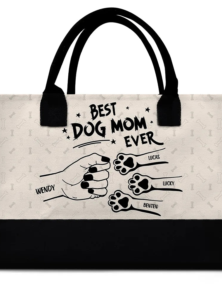 Best Dog Mom Ever Fist Bump - Personalized Canvas Tote Bag 1
