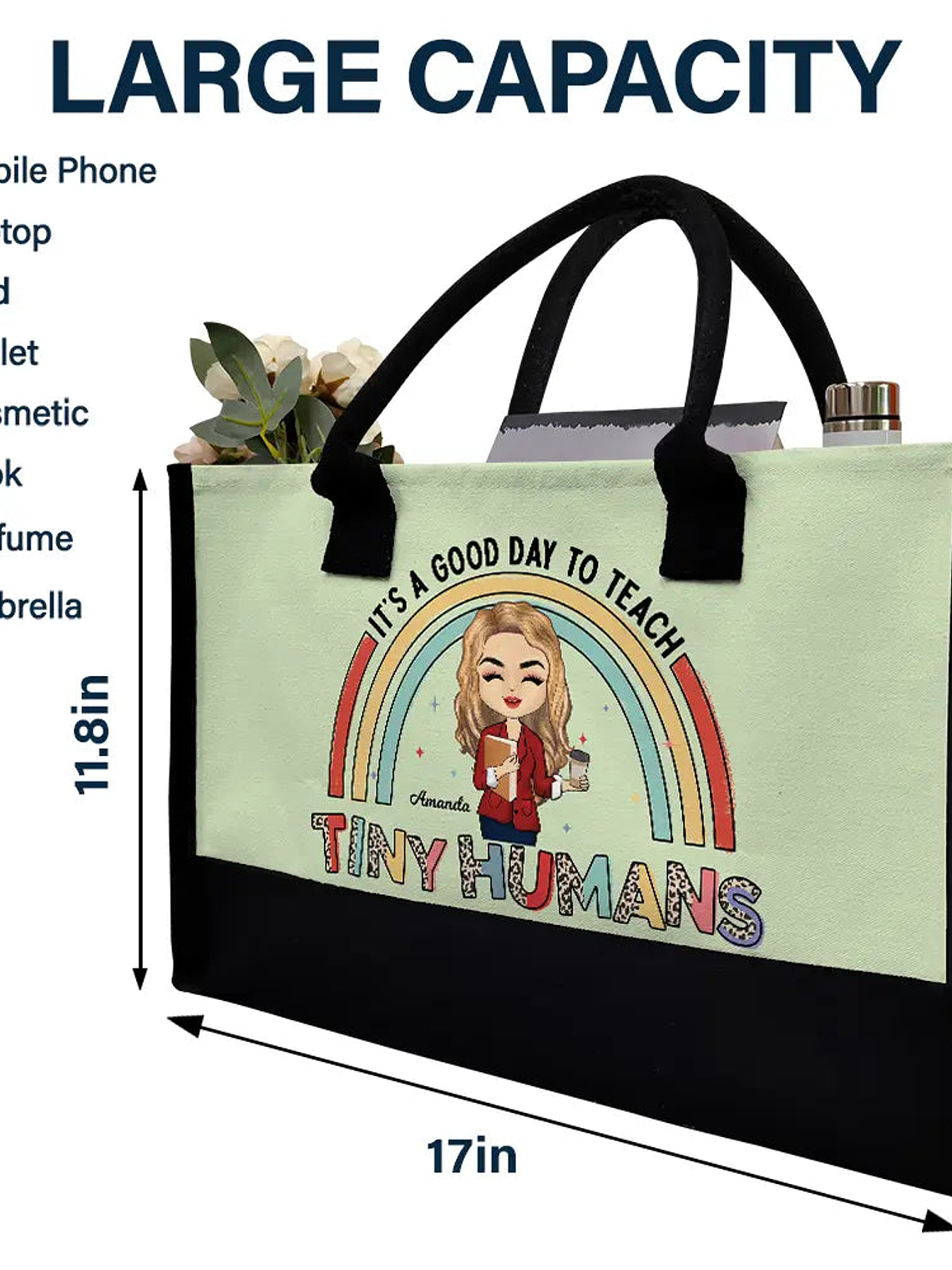 It's A Good Day To Teach Tiny Humans Teacher - Personalized Canvas Tote Bag 4