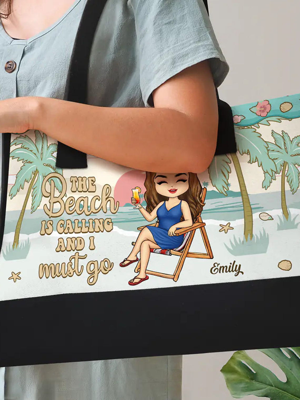 Just A Girl Who Loves Beaches - Personalized Canvas Tote Bag 3