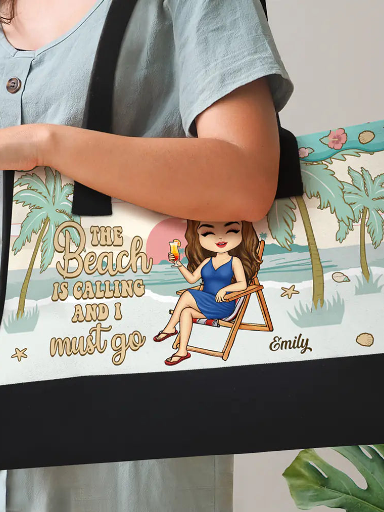 Just A Girl Who Loves Beaches - Personalized Canvas Tote Bag 3