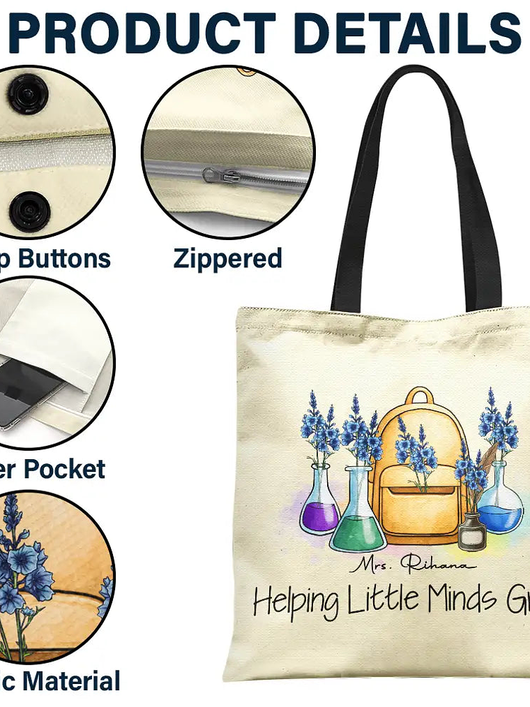 Grow With Teacher - Personalized Tote Bag 4