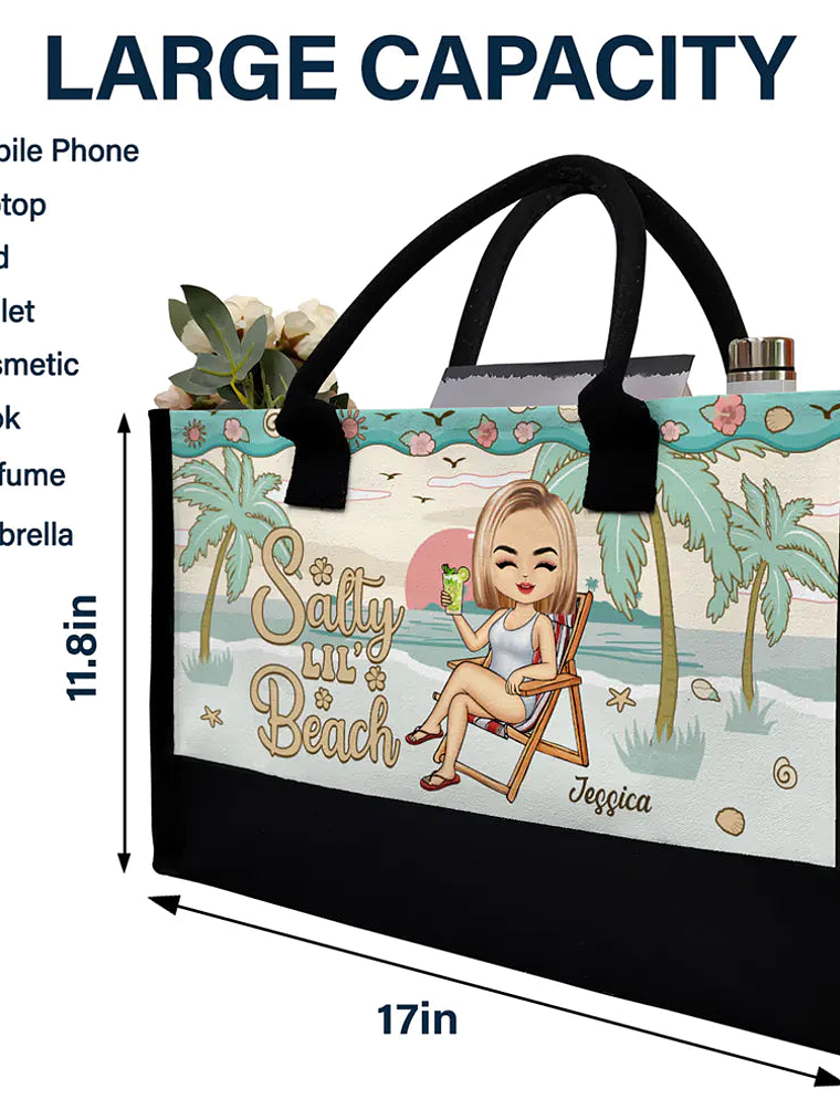 Just A Girl Who Loves Beaches - Personalized Canvas Tote Bag 4