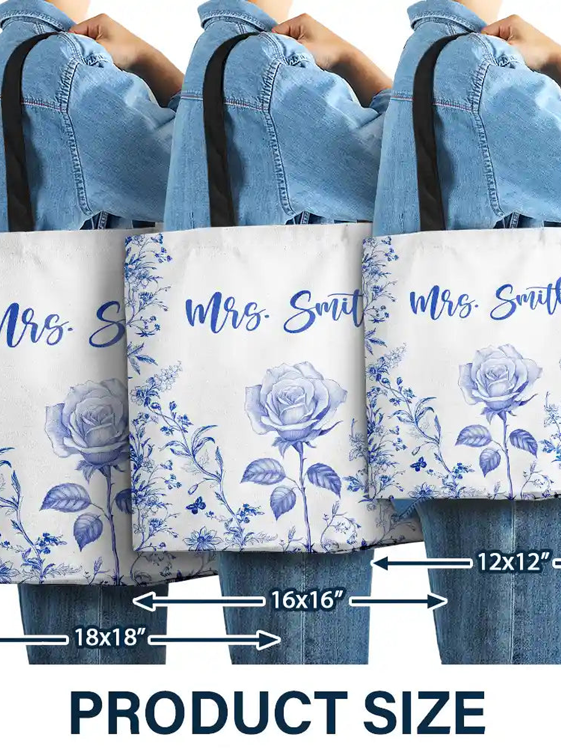 Chinoiserie Toile Art With Birth Month Flower - Personalized Tote Bag 4