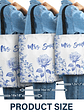 Chinoiserie Toile Art With Birth Month Flower - Personalized Tote Bag - thumbnail 4