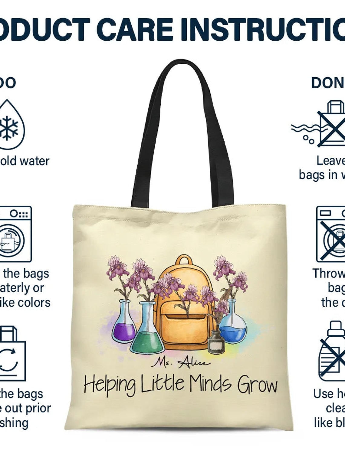 Grow With Teacher - Personalized Tote Bag 6