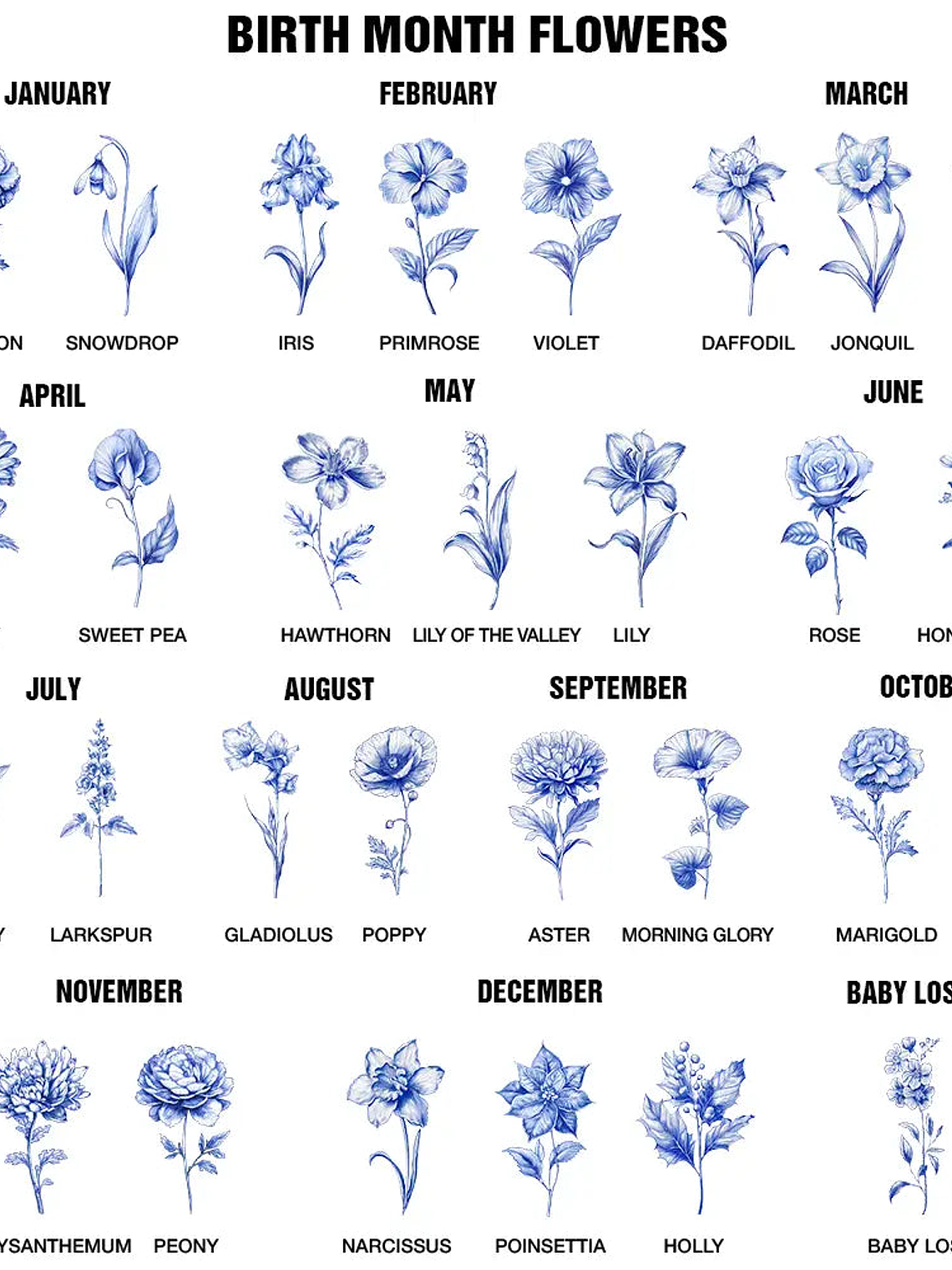 Chinoiserie Toile Art With Birth Month Flower - Personalized Tote Bag 7