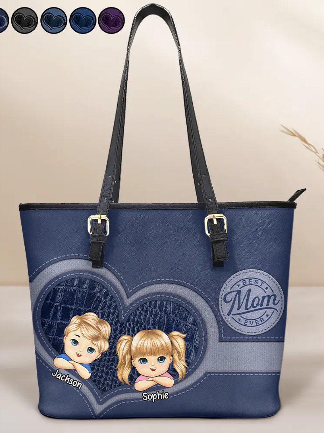 Best Mom Ever - Personalized Leather Tote Bag 1