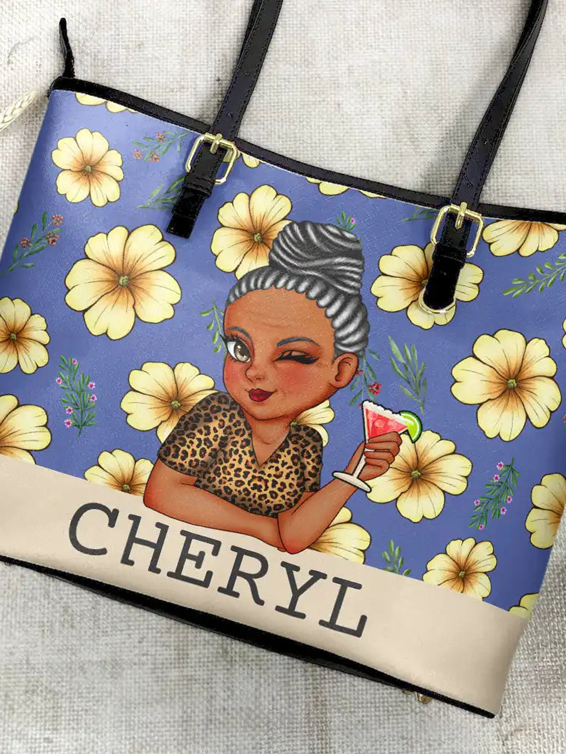 Birth Month Flowers Bloom Where You're Planted Women - Personalized Leather Tote Bag 4