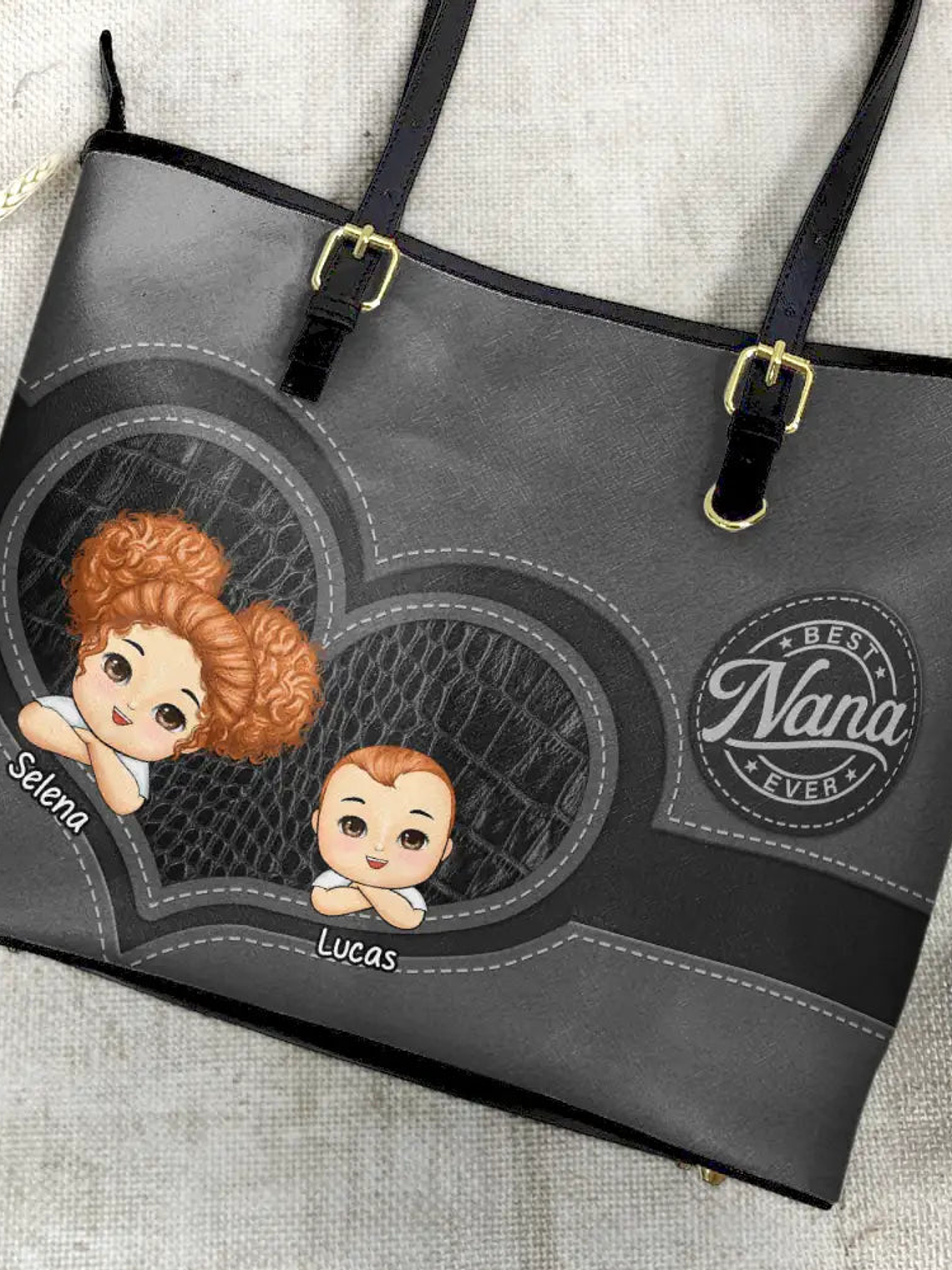 Best Mom Ever - Personalized Leather Tote Bag 4